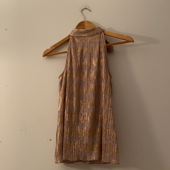 INC | Tie neck Metallic shimmer Halter Top - Picture 9 of 15